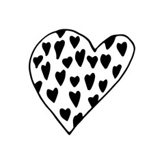 Simple doodle vector heart for valentine's day cards, posters, wrapping and design. Hand drawn heart, isolated on white backdrop. Geometric shape, symbol Valentine's Day illustration.