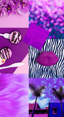 Fashion aesthetic moodboard. Sweet purple stylish design