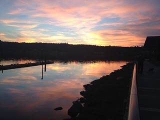 Sunset Lake Michigan harbor