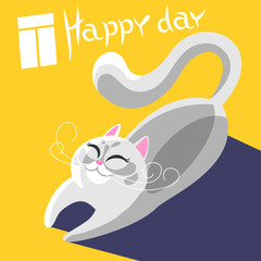 happy day. Sunny postcard with a cat