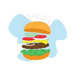 Vector of isolated a hamburger on white background