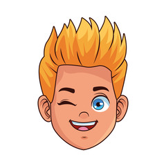 happy little boy head avatar character