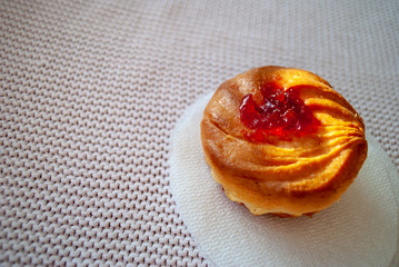 dessert. cheese cake with jam. sweet for tea