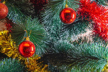 toys on new year's fir tree