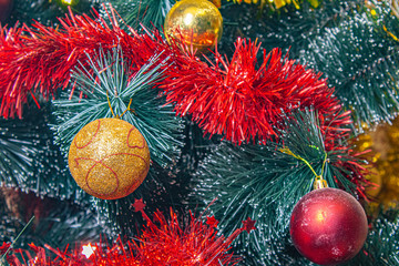 toys on new year's fir tree