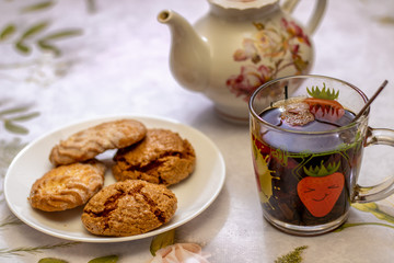 morning meal with liver and tea