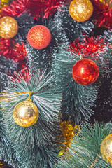 Obraz na płótnie Canvas toys on new year's fir tree