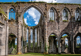Fototapeta na wymiar Aulne Abbey, Belgium. Cistercian monastery between Thuin and Landelies on the Sambre in the Bishopric of Liège