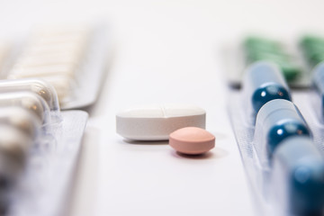 prescription drugs scattered on the table