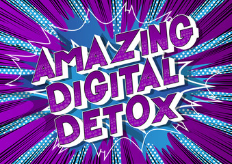 Vector illustrated comic book style Digital Detox text.