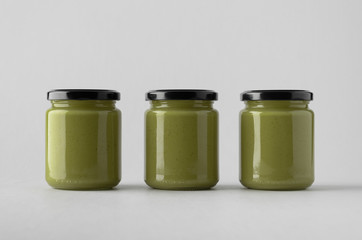 Pumpkin / Hemp Seed Butter Jar Mock-Up - Three Jars