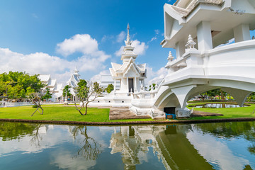 The white temple (Wat Rong Khun) in Chiang Rai city, Thailand. Beautiful buddhist ancient building...