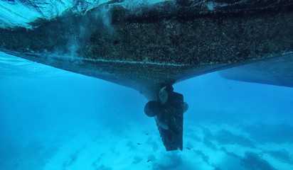 Ship propeller underwater, close up © rrudenkois