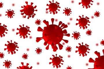 Coronavirus medical illustration, isolated on white background, 3D-rendering