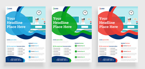 Medical Flyer poster pamphlet brochure cover design layout background, vector template in A4 size.