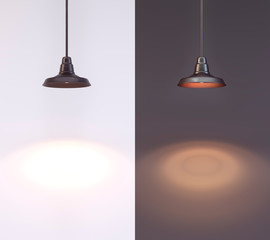 3d-rendering. Old fixture on the light and  dark background for brochure, web page or business card design. Day and night concept