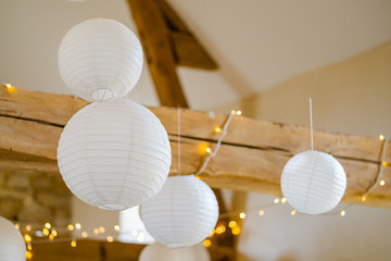 Paper chandelier in the shape of a sphere