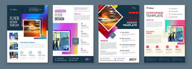 Flyer Template Layout Design. Corporate Business Flyer, Brochure, Annual Report, Catalog, Magazine Mockup. Creative Modern Bright Flyer Concept with Square Shapes