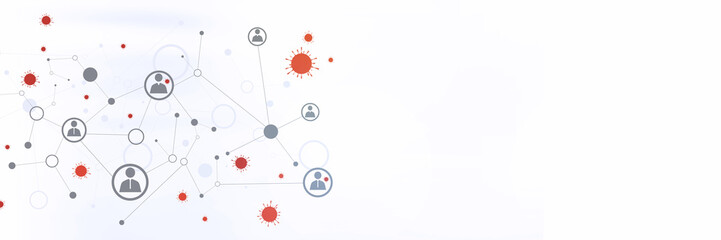 Spread of the virus among people. Science background.