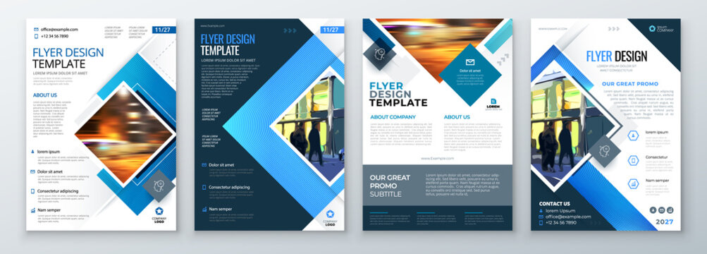 Flyer Template Layout Design. Corporate Business Flyer, Brochure, Annual Report, Catalog, Magazine Mockup. Creative Modern Bright Flyer Concept with Square Shapes