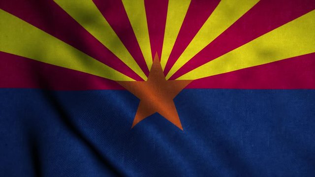 Arizona flag waving in the wind. National flag of Arizona. Sign of Arizona seamless loop animation. 4K