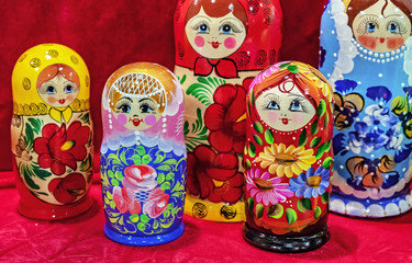 Russian wooden doll matryoshka. Traditional souvenir from Russia is a nesting doll.