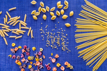 pasta on a blue background