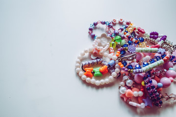 bead bracelets. beads. decorations. bijouterie. hobbies of girls. background