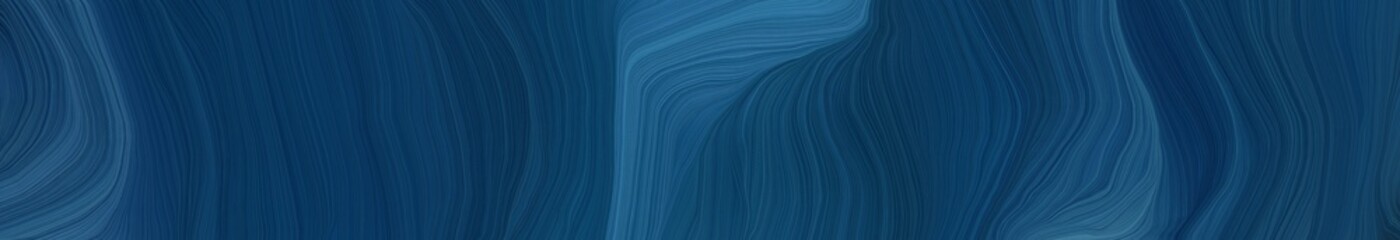 wide colored background banner with midnight blue, teal blue and very dark blue color. contemporary waves illustration