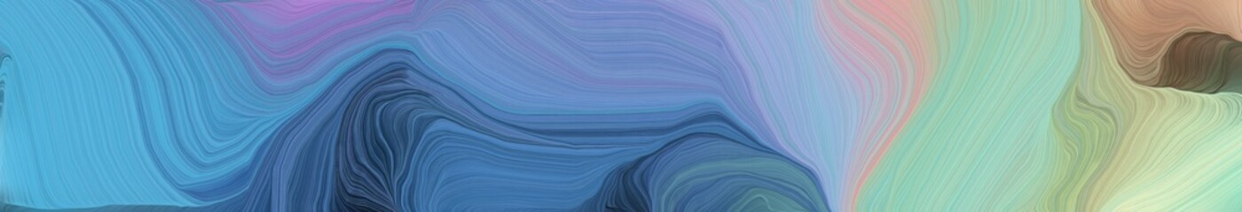 wide colored banner background with cadet blue, steel blue and ash gray color. abstract waves design