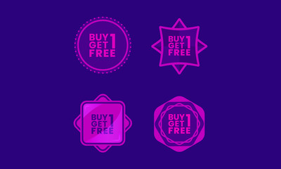 Buy 1 Get 1 Badge Ribbon and Label Sticker Sale Offer and Badge Tag Advertising