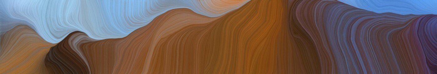 landscape orientation graphic with waves. smooth swirl waves background design with old mauve, corn flower blue and dim gray color