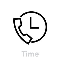 Time call icon. Editable line vector.