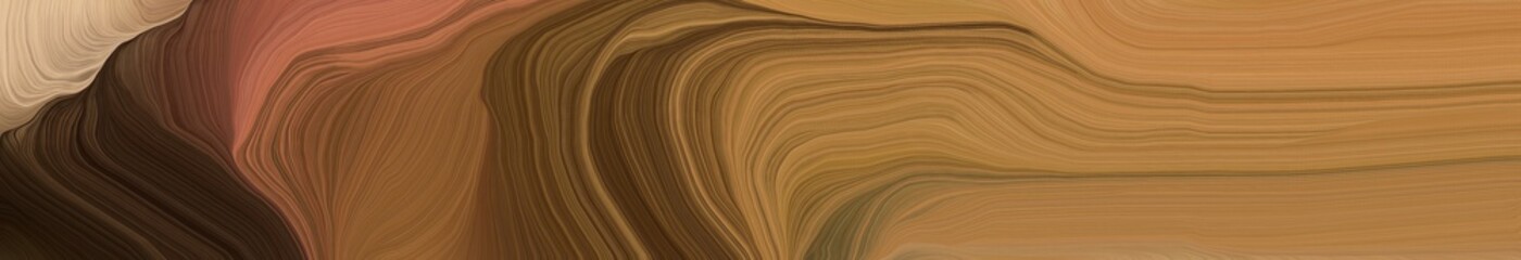 wide colored banner with waves. elegant curvy swirl waves background illustration with sienna, very dark green and chocolate color