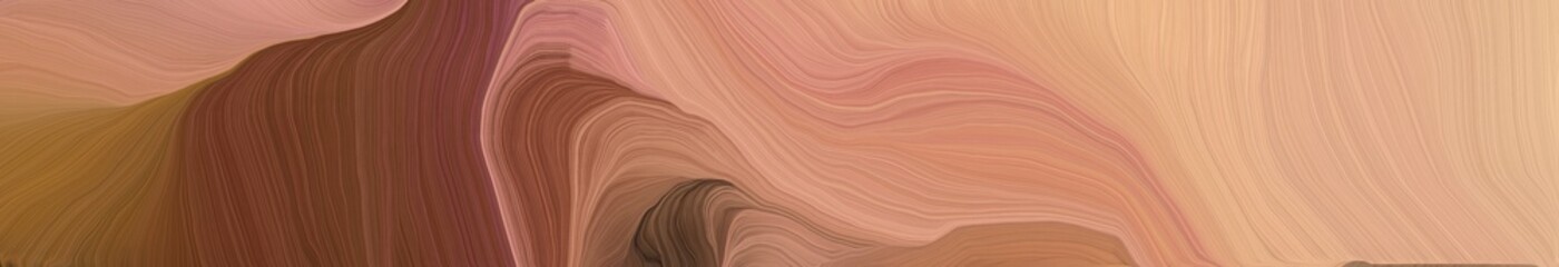 wide colored banner background with dark salmon, chocolate and brown color. modern curvy waves background illustration