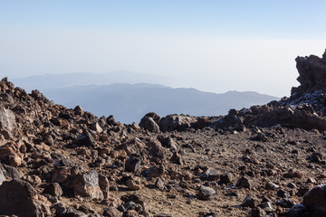 Aerial view from top of Teide mountain, Tenerife, Canary Islands, Spain.