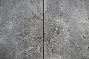 Printed concrete sun pattern drawing