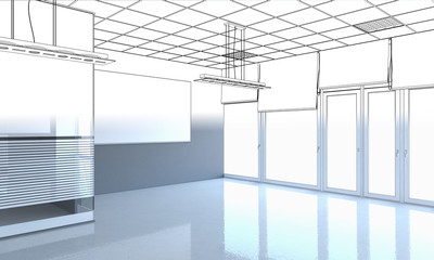 empty room, interior visualization, 3D illustration