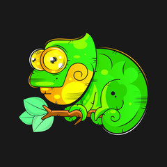 Chameleon Vector Illustration Suitable For Greeting Card, Poster Or T-shirt Printing.