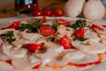 pizza with mushrooms and cheese