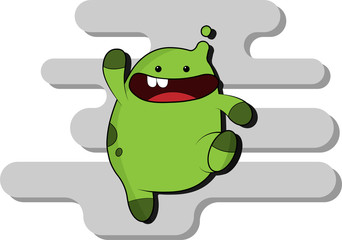 Cartoon Character Green Crank Vector Illustration