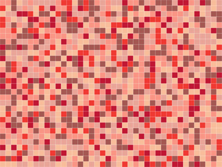 Mosaic pattern of squares of red, peach color. Mosaic seamless pattern.
