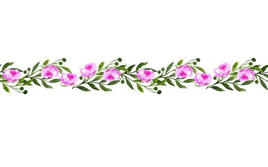 Banner of watercolor decorative colors on a white background. Spring, summer decor for holidays and invitations. 