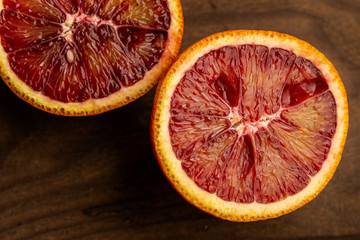Ripe red oranges. Exotic fruits.