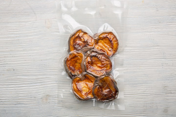 Dried peach packed in vacuum