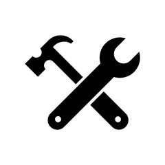 Wrench and hammer flat illustration. Tools icon isolated on white background