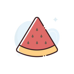 Watermelon Vector Icon Filled Outline Style Illustration.