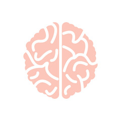 Brain Logo silhouette top view design vector template. Brainstorm think idea concept isolated on white