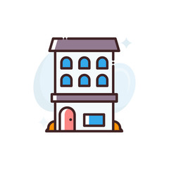 Hotel Vector Icon Filled Outline Style Illustration.