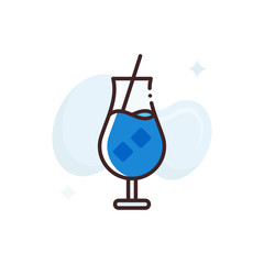 Cocktail Vector Icon Filled Outline Style Illustration.